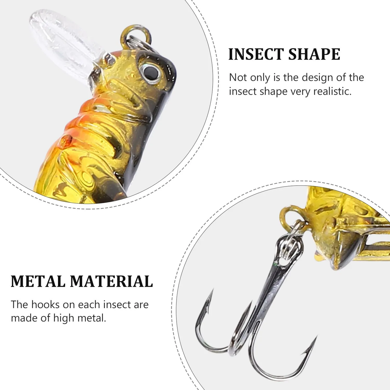 Angoily Esche Pesca Cavalletta 5 Pezzi Plastica Assortite