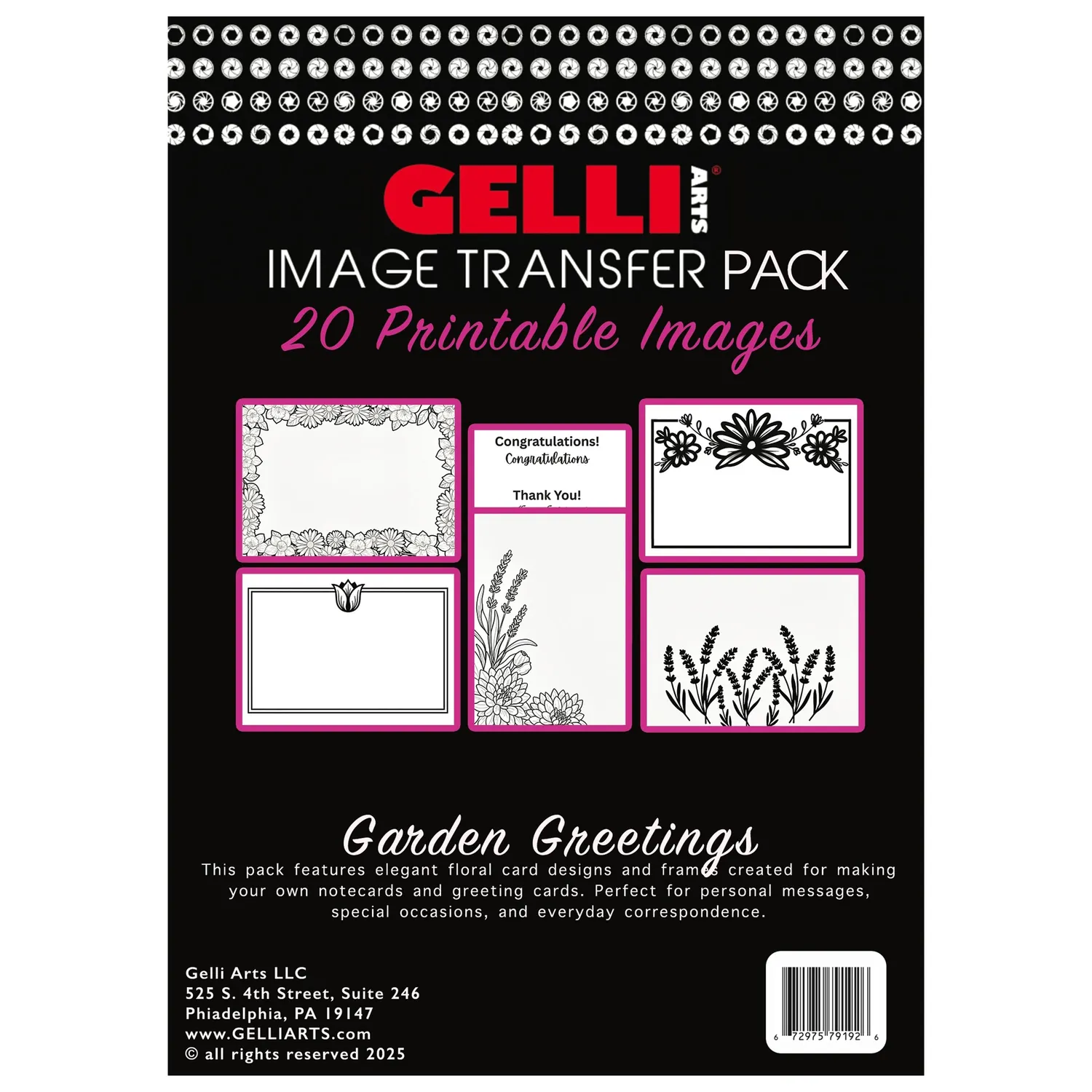 Gelli Arts Garden Greetings kit transfer 20 fogli 13x18 cm