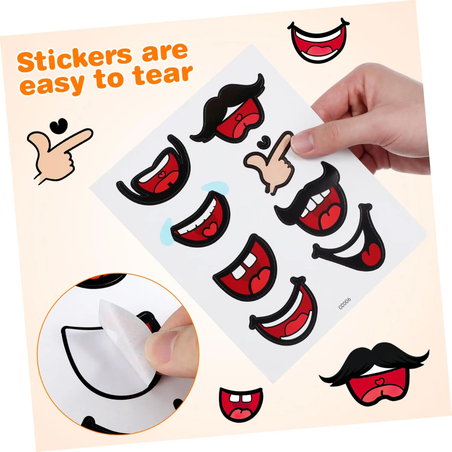 Angoily Adesivi bocca cartoon 10 fogli per bambole DIY