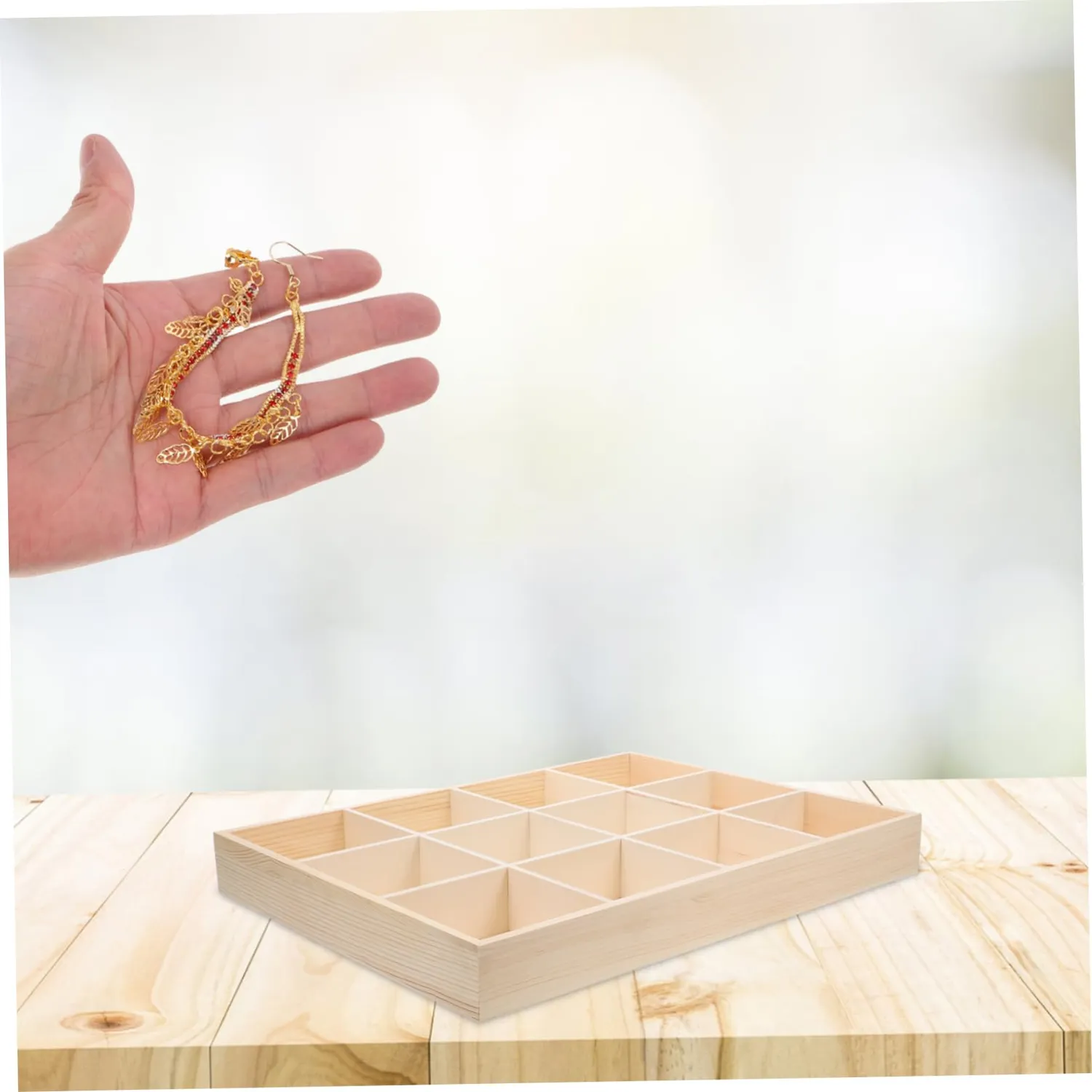Angoily organizer tavolo legno scomparti multipli naturale