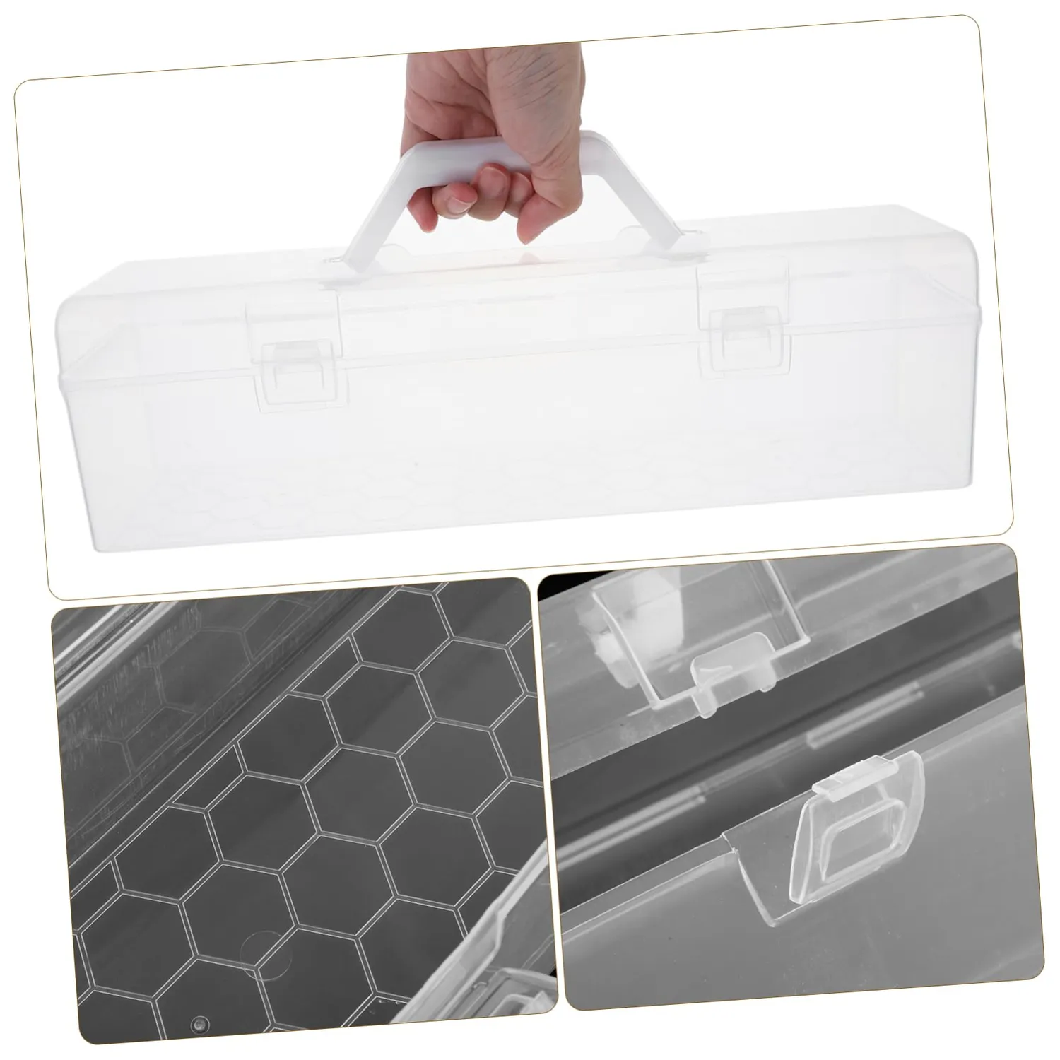 Angoily scatola trasparente con coperchio portatile ampia