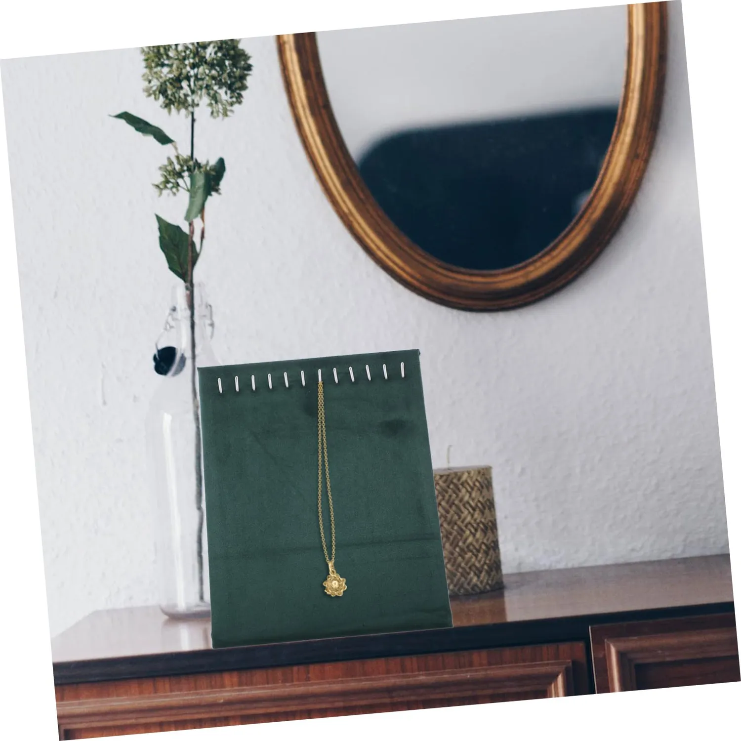 Angoily espositore gioielli flanella 12 slot verde