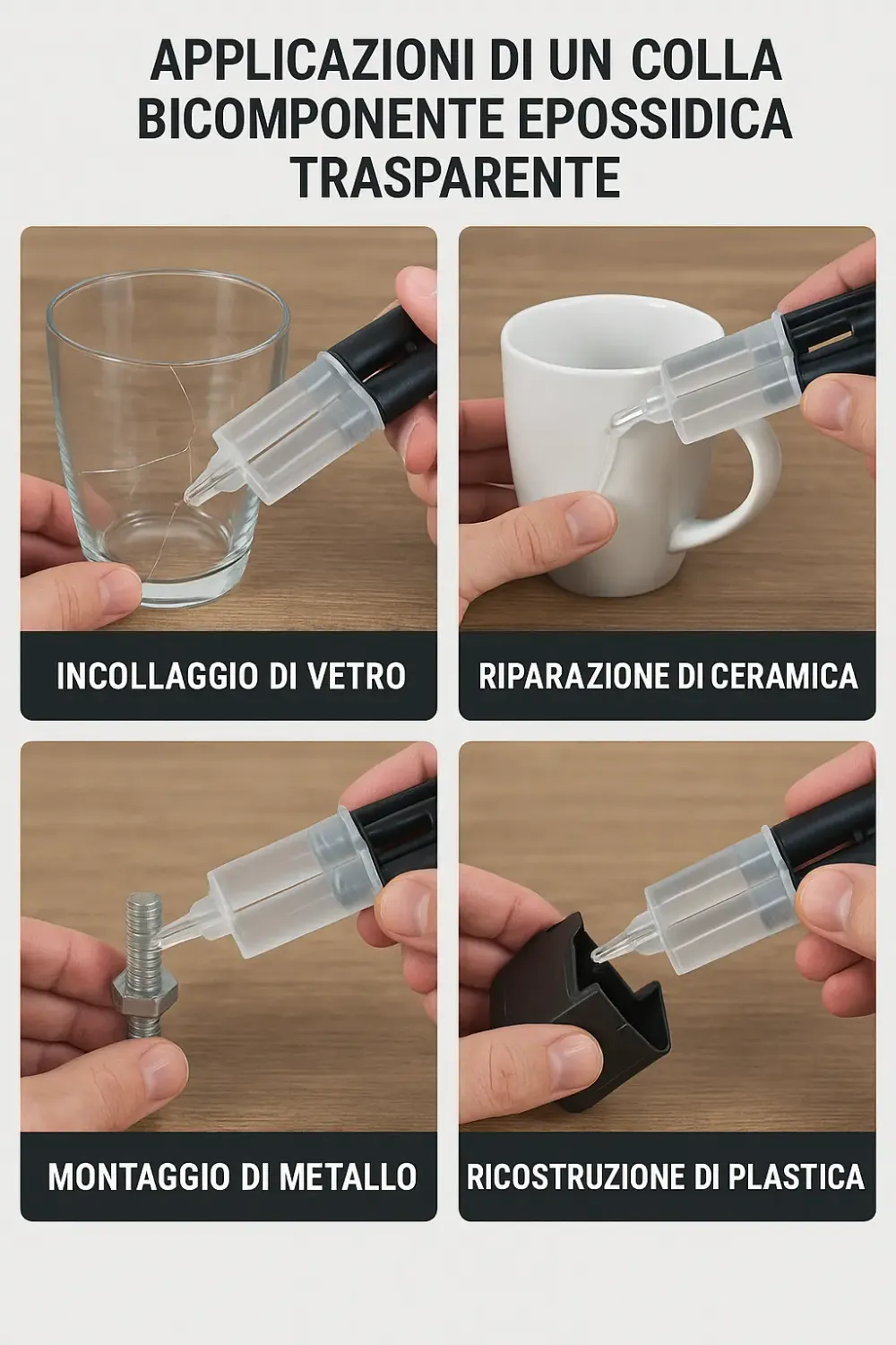 Naturesin Colla Epossidica 2K siringa doppia adesivo forte