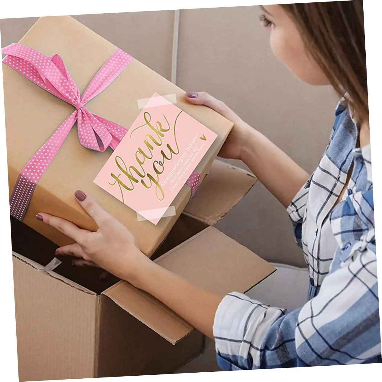 Angoily Biglietti Ringraziamento Rosa 50 Pezzi Carta Patinata