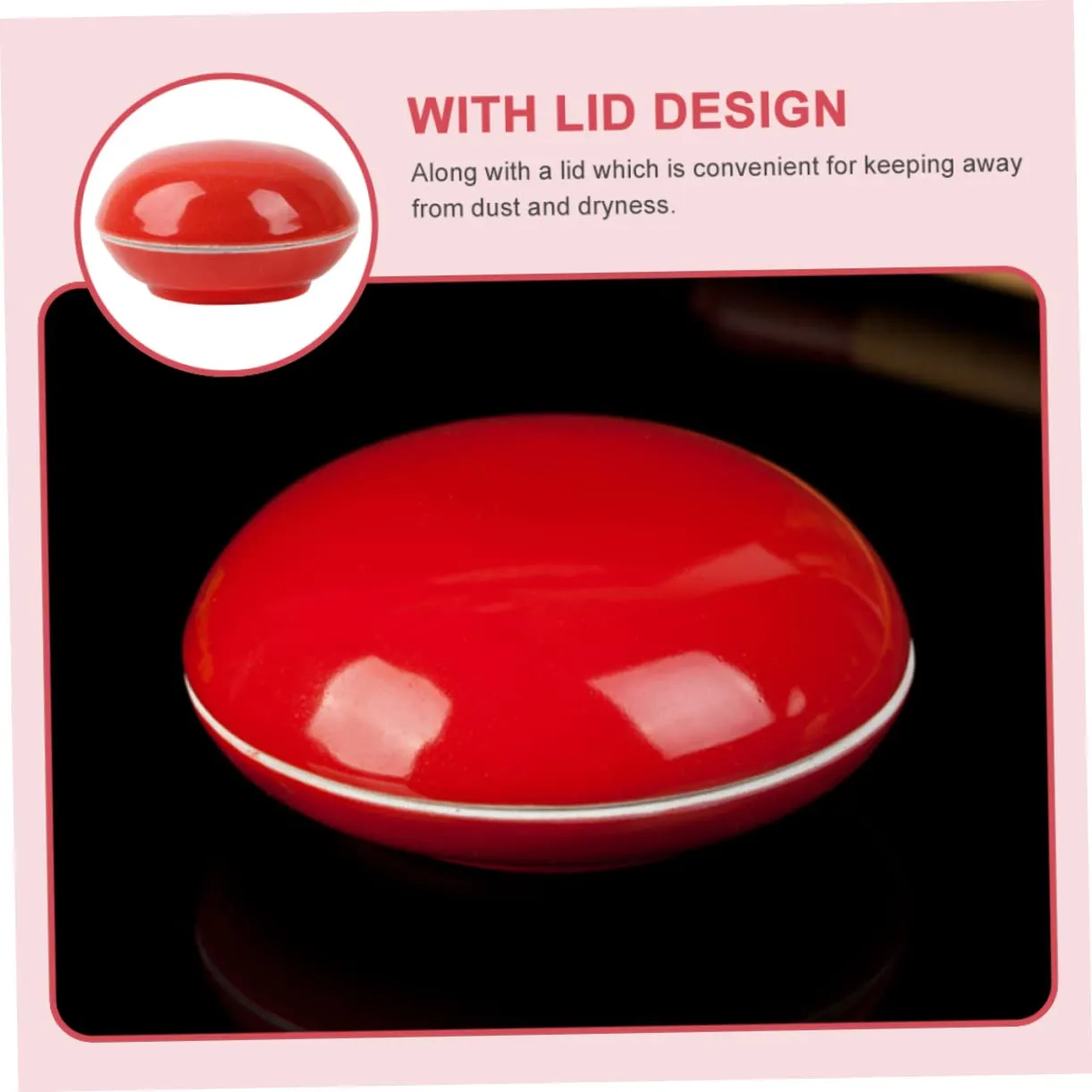 Angoily Scatola Inchiostro scatola ceramica rossa 7,9 cm 1 pezzo