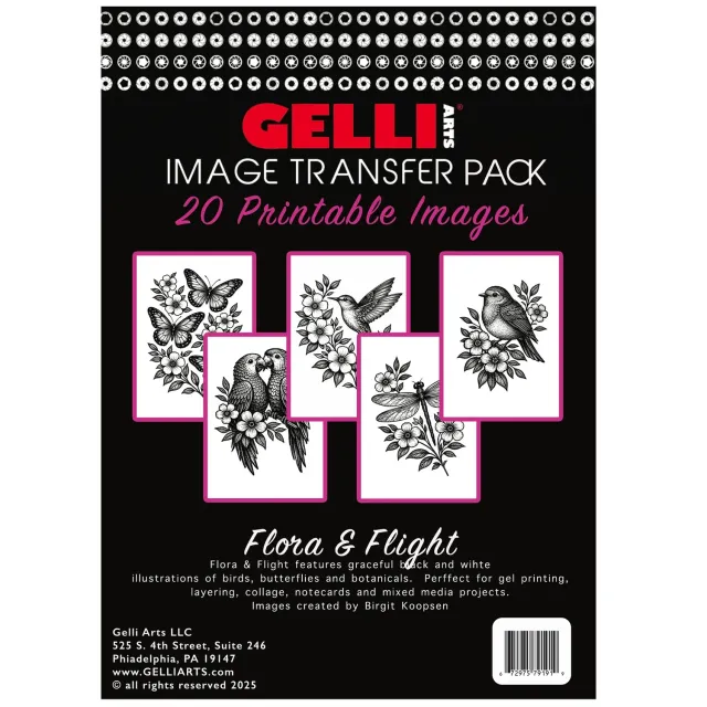 Gelli Arts Flora & Flight kit transfer 20 fogli motivo fiori