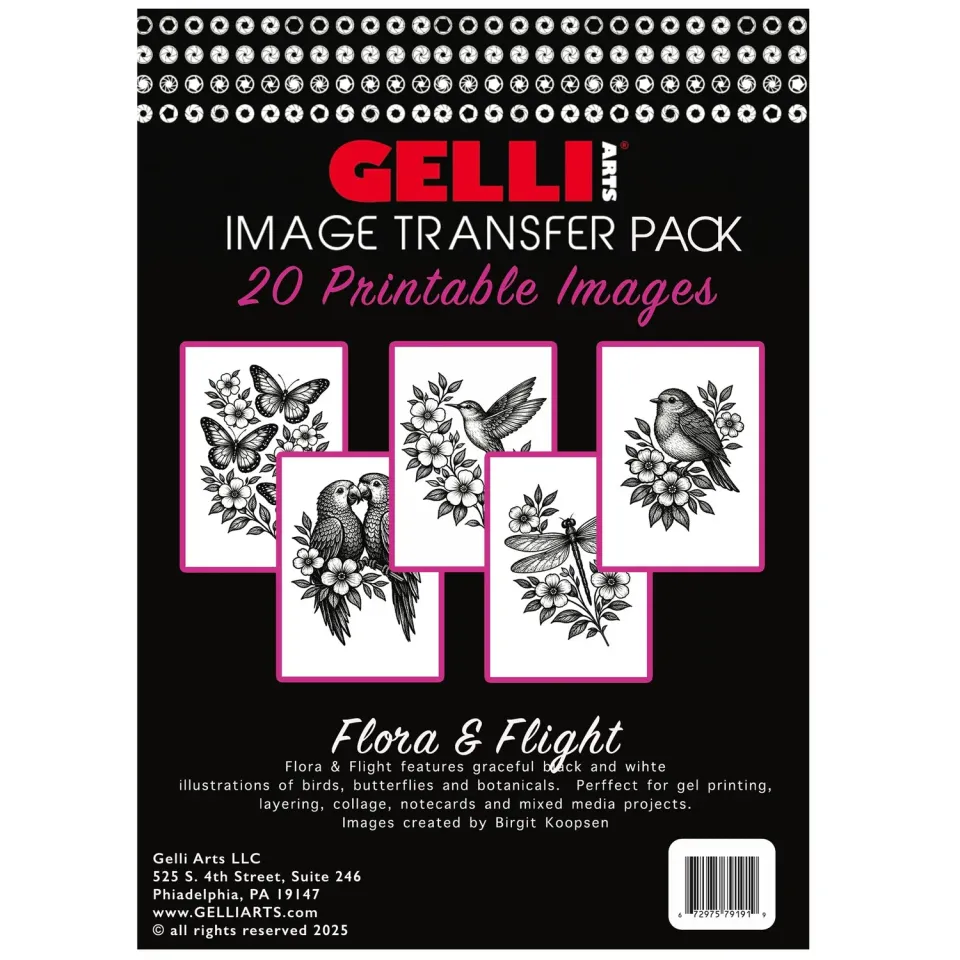 Gelli Arts Flora & Flight kit transfer 20 fogli motivo fiori