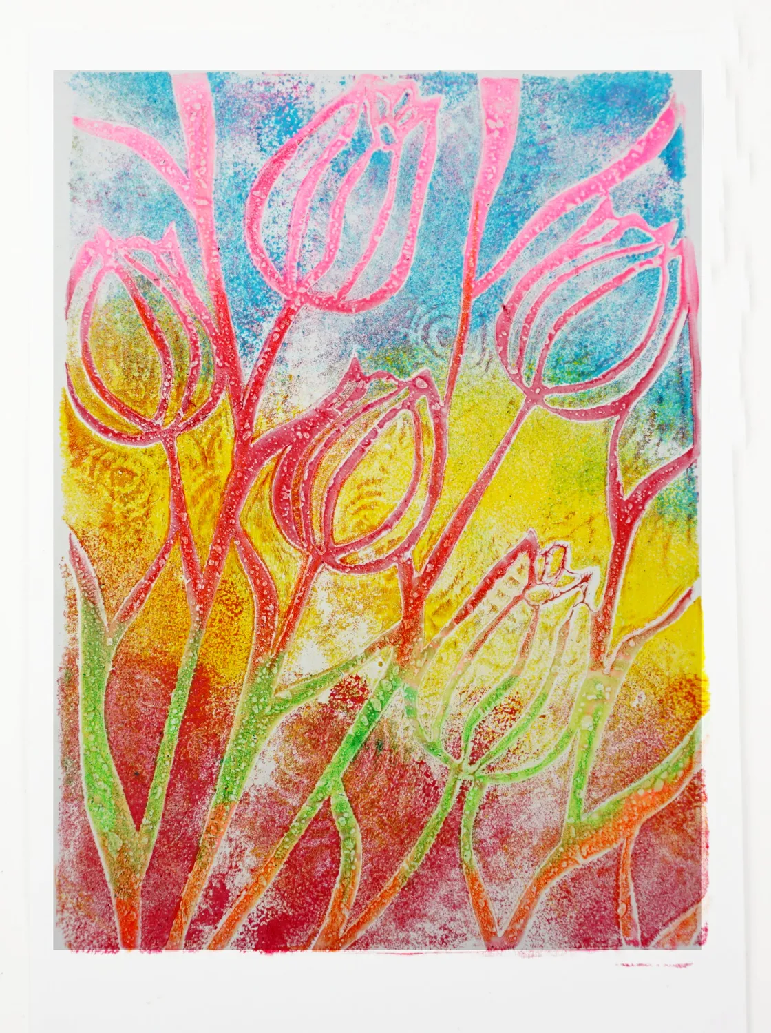Gelli Arts Tulip stencil tulipani 5x7 mylar di Giovanna Zara