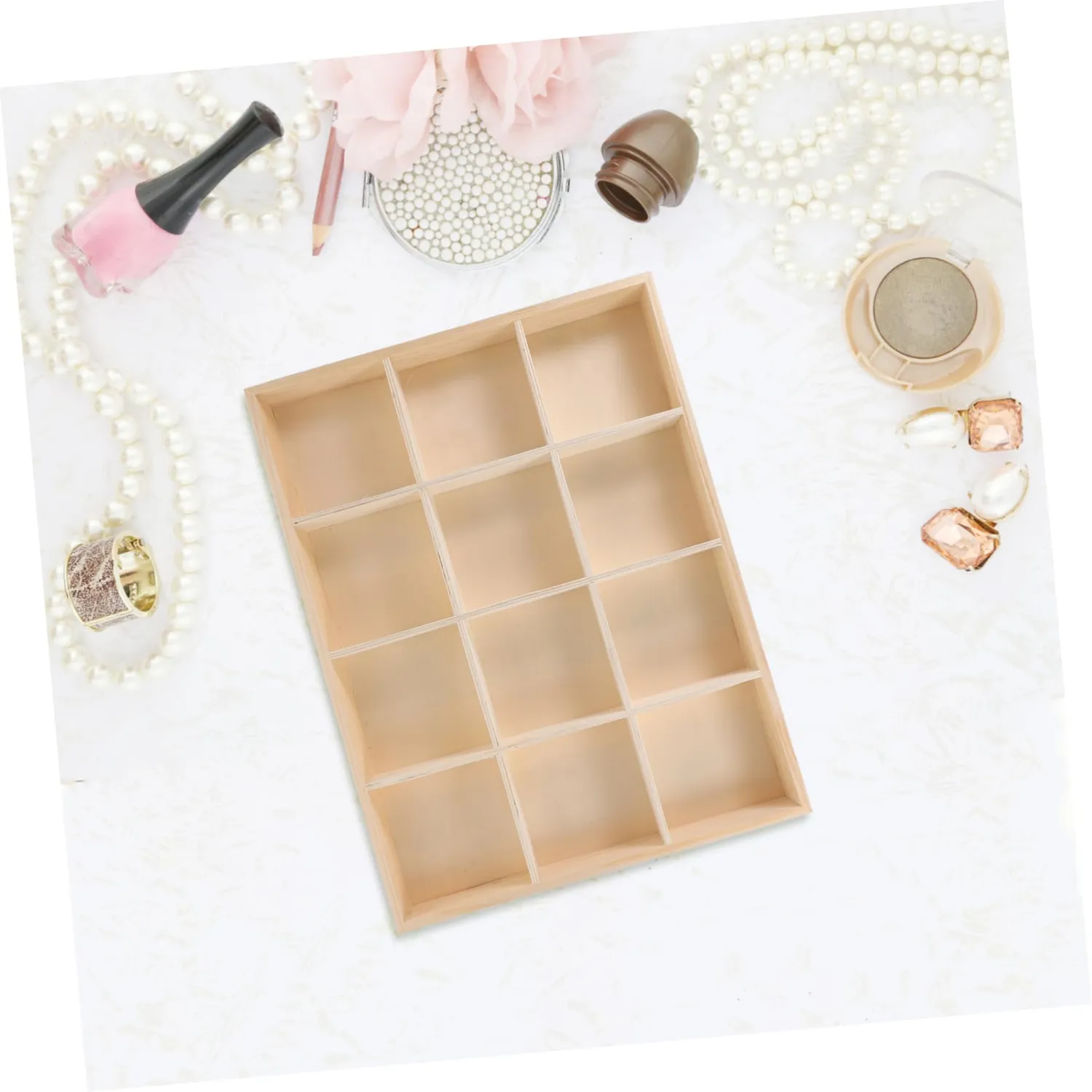 Angoily organizer tavolo legno scomparti multipli naturale