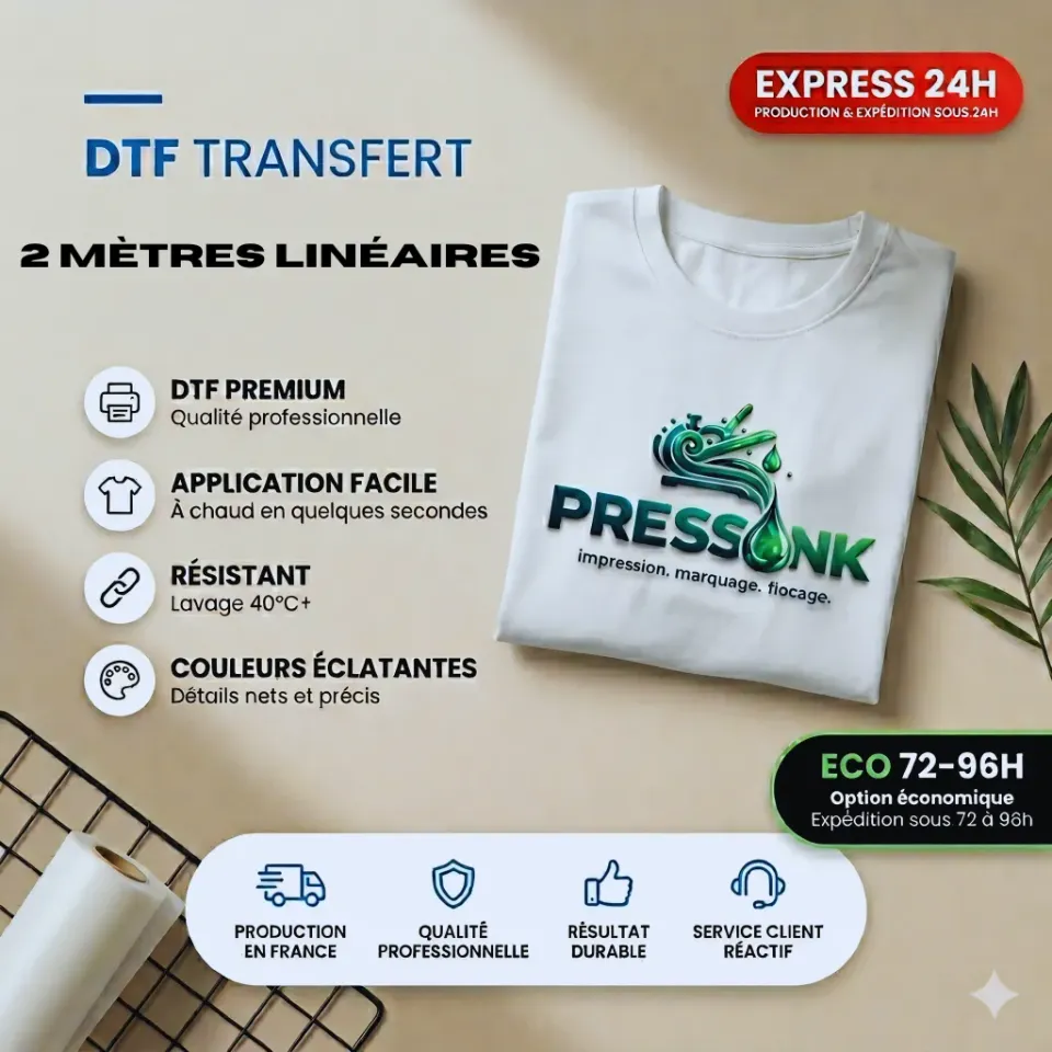 Pressink DTF transfer tessile 2 metri lineari 35 cm