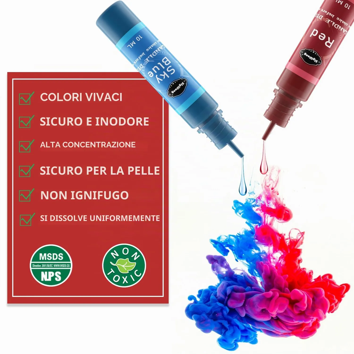 Sigwong tintura liquida per candele 24 colori 10 ml assortiti