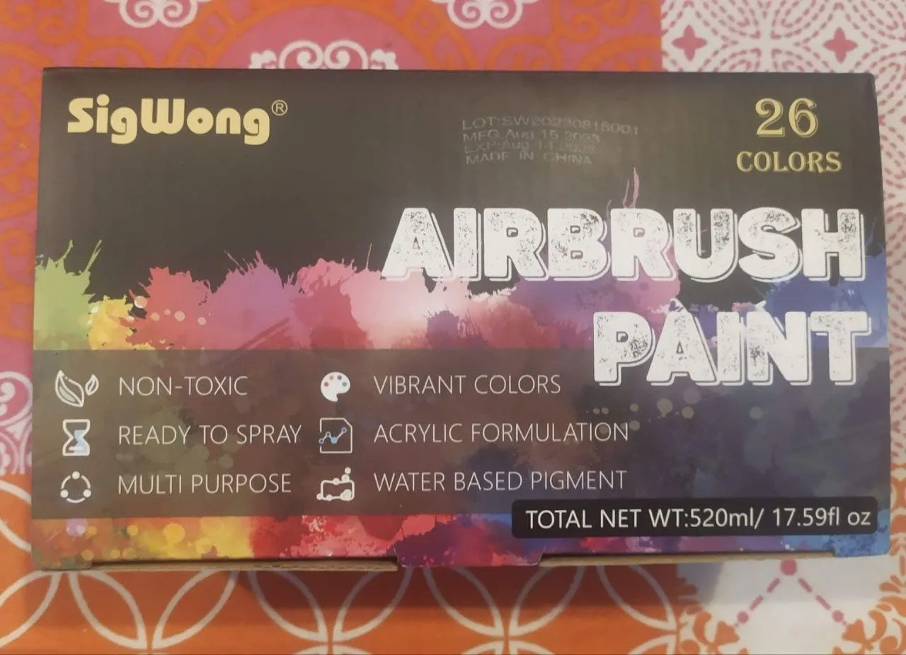 Sigwong Set 26 Colori Acrilici per Aerografo 20ml metallizzati