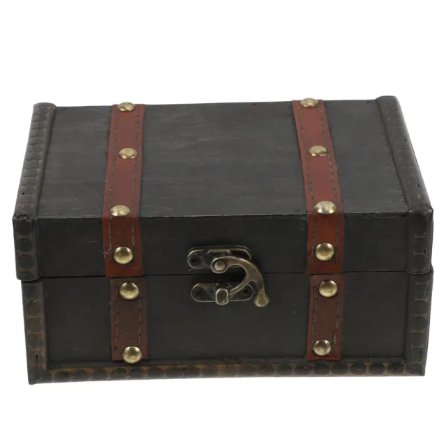 Angoily Scatola Portagioie Legno Vintage Grigio Serratura