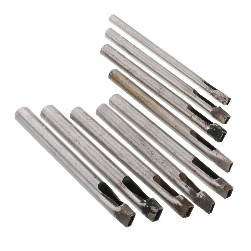 Angoily kit punzonatura pelle 9 pezzi acciaio grigio