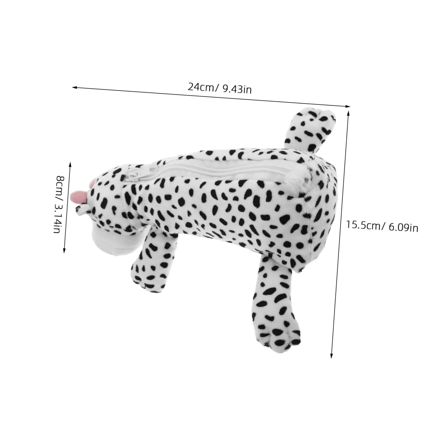 Angoily Astuccio Peluche Mucca Portapenne Cerniera Grigio Chiaro