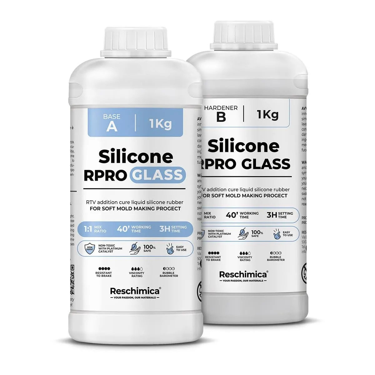 Reschimica R Pro Glass gomma siliconica traslucida 1 kg 12 Shore