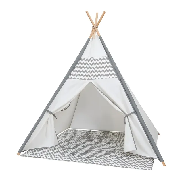 GIODICART tenda teepee bambini 120x120x150 cm zigzag grigia