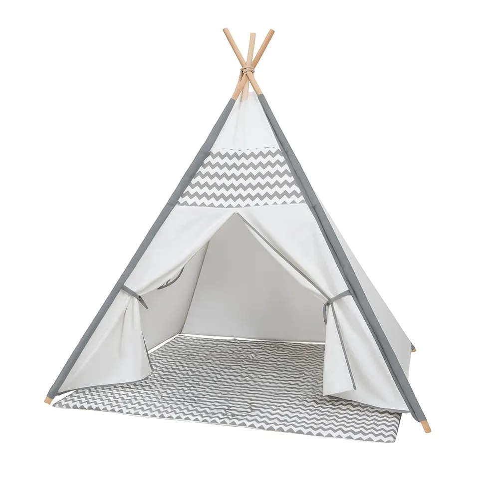 GIODICART tenda teepee bambini 120x120x150 cm zigzag grigia