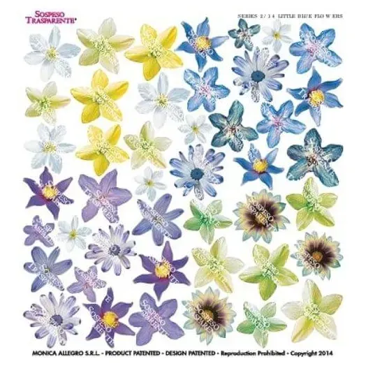 Deco Foam Sospeso Little Blue Flowers foglio fiori blu trasparente