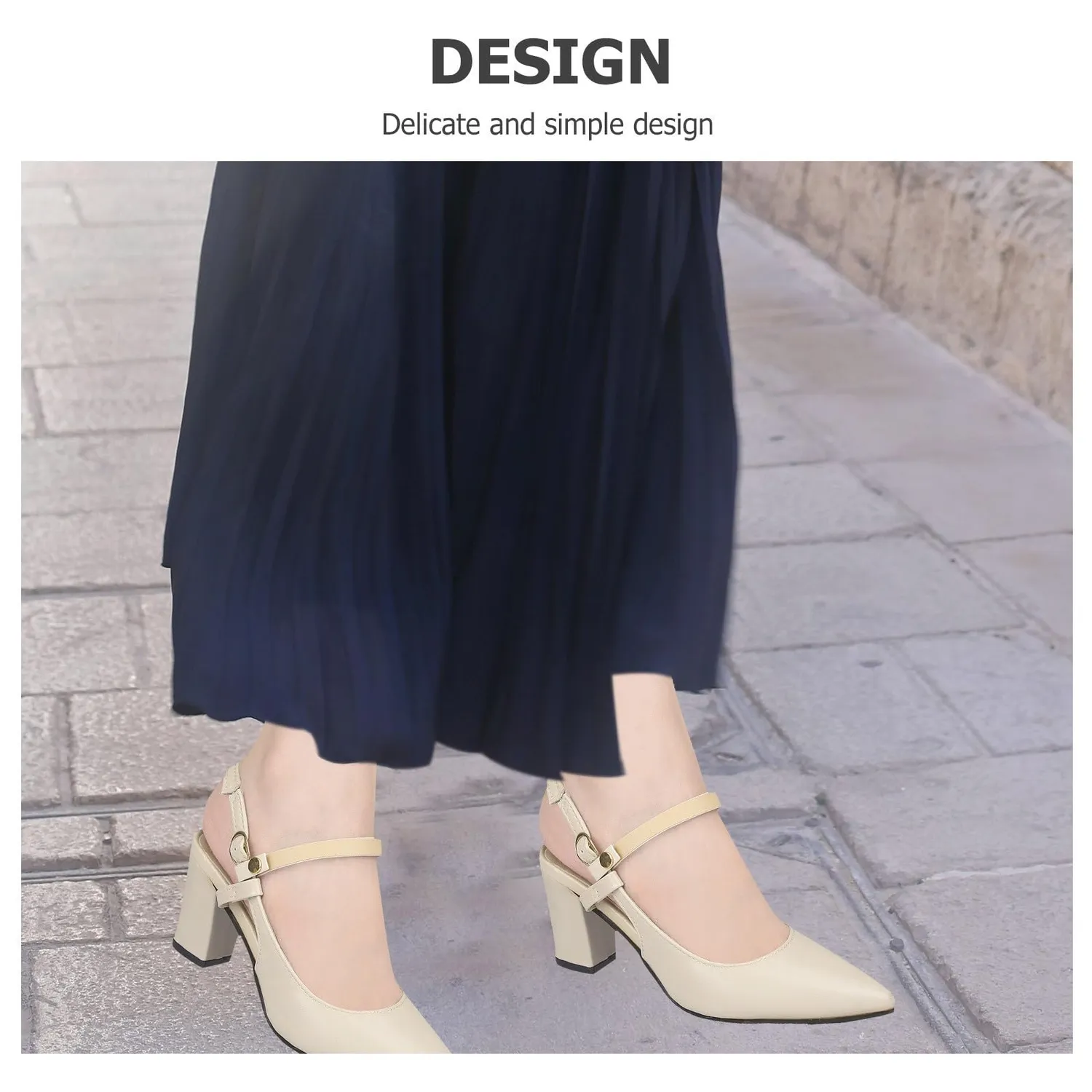 Angoily Cinturino Scarpe Tacchi Beige Regolabile