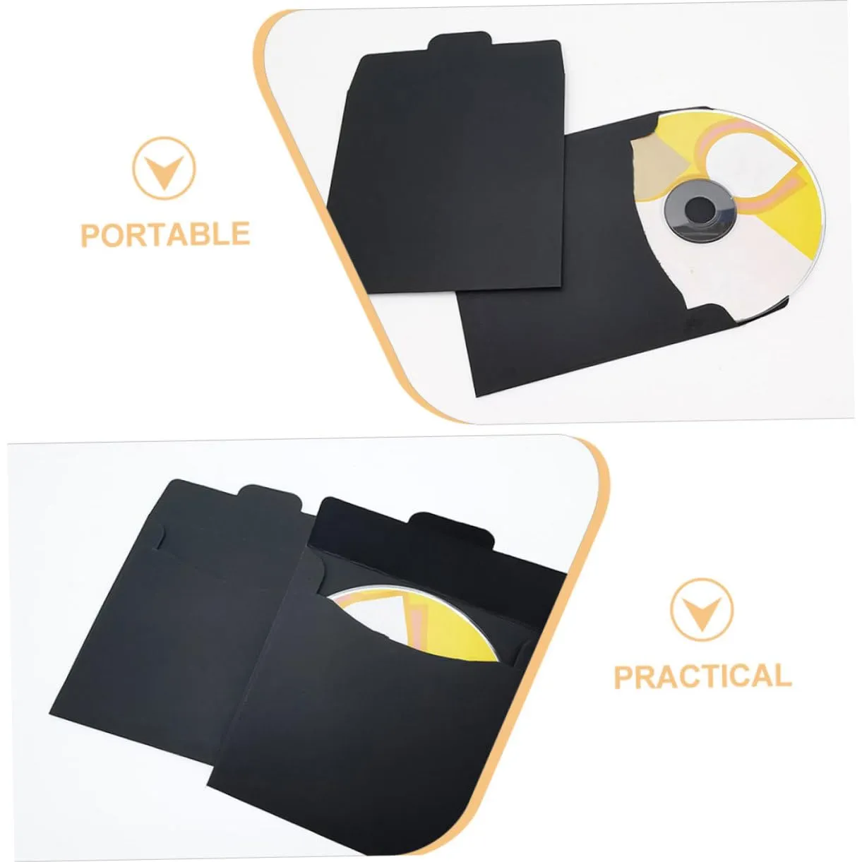 Angoily buste per CD nere 100 pezzi in carta resistente