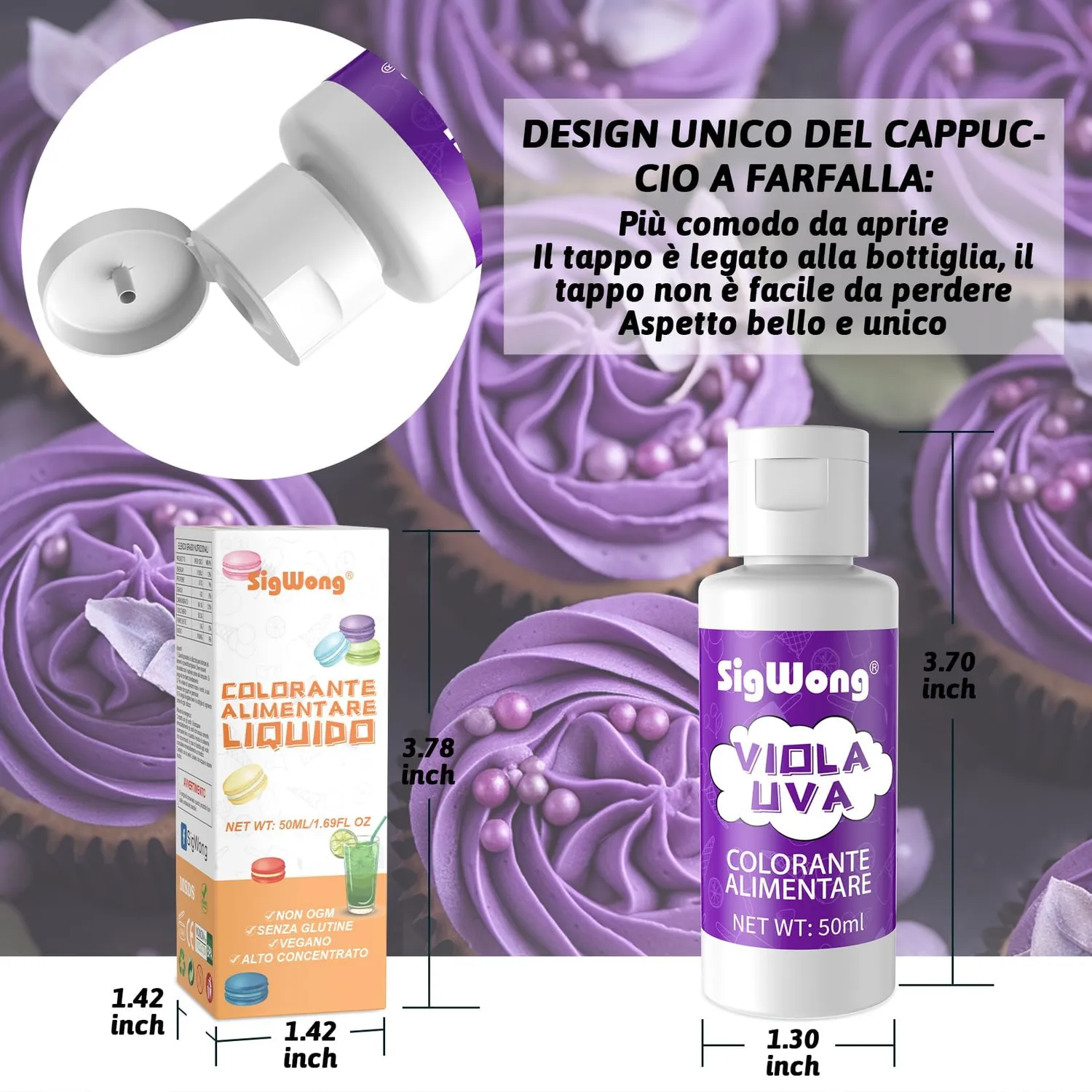 Sigwong colorante alimentare liquido 50 ml uva viola concentrato