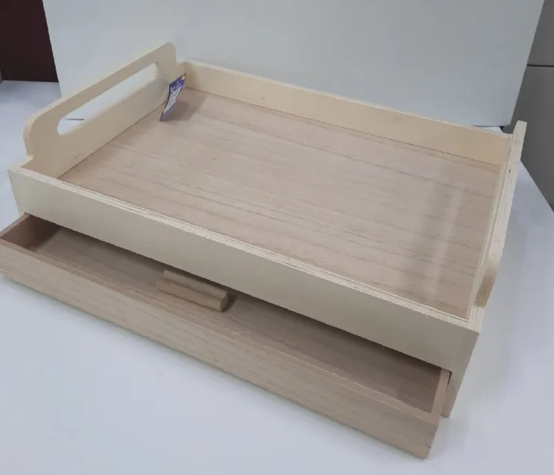 Deco Foam LG87871 Vassoio Legno con Cassetto 40x28 cm