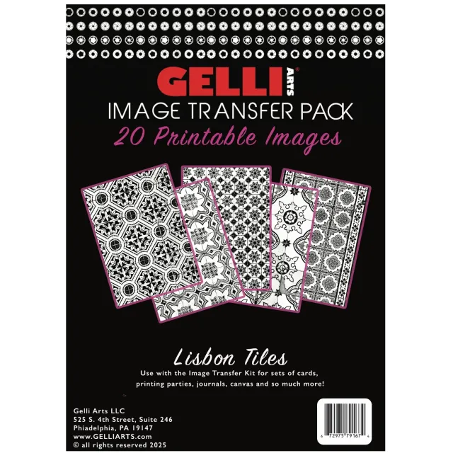 Gelli Arts Lisbon Tiles kit transfer 20 fogli maioliche
