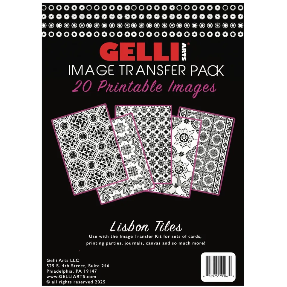 Gelli Arts Lisbon Tiles kit transfer 20 fogli maioliche