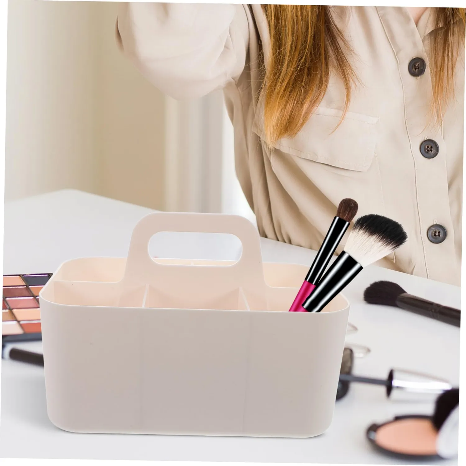 Angoily organizer scrivania bianco plastica con maniglia