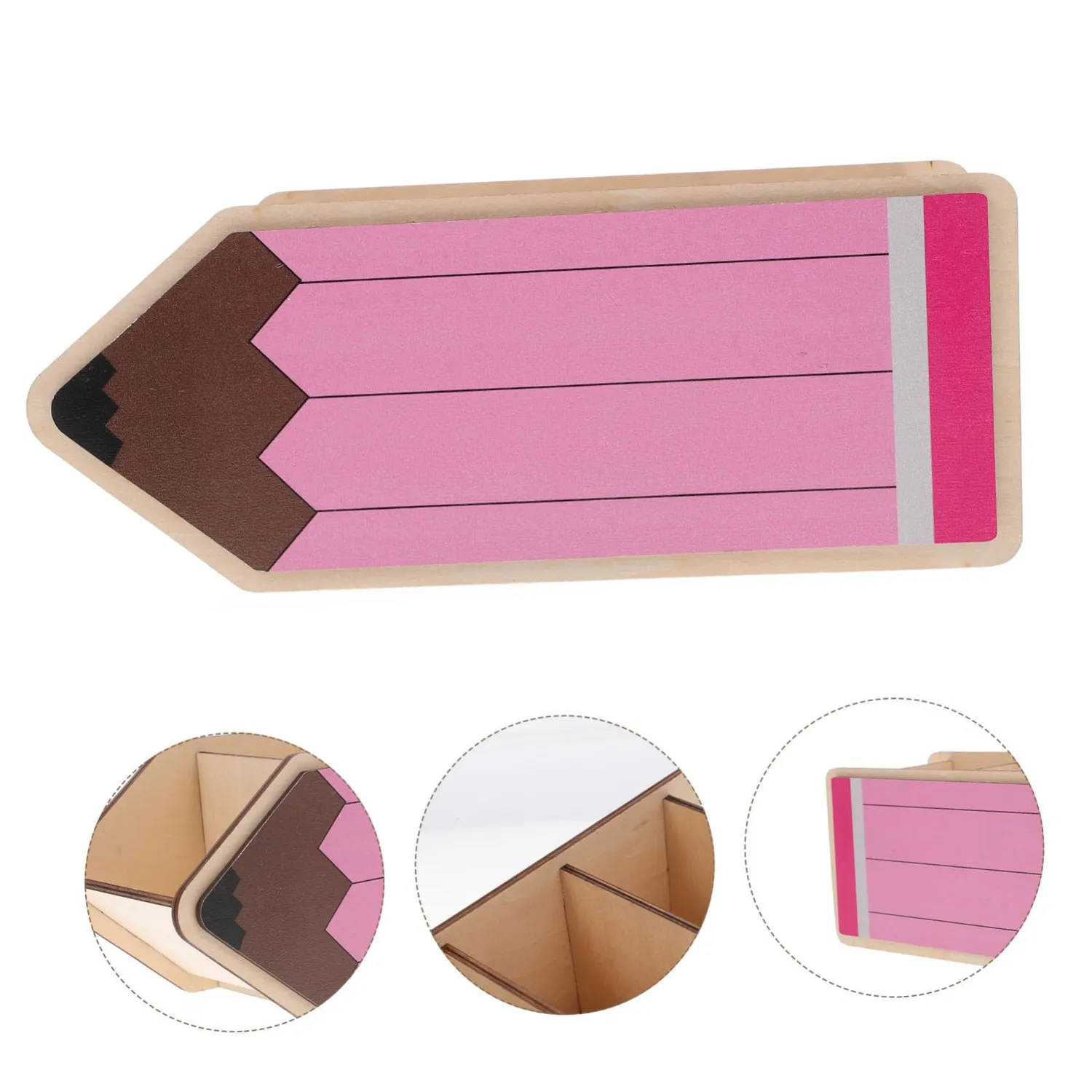 Angoily Portapenne Legno Rosa a Matita per Scrivania