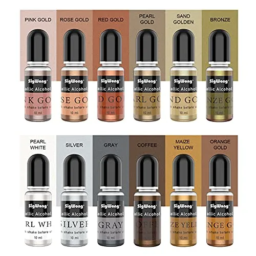 Sigwong Alcohol Ink Set Inchiostri Alcol Metallizzati 24x10ml