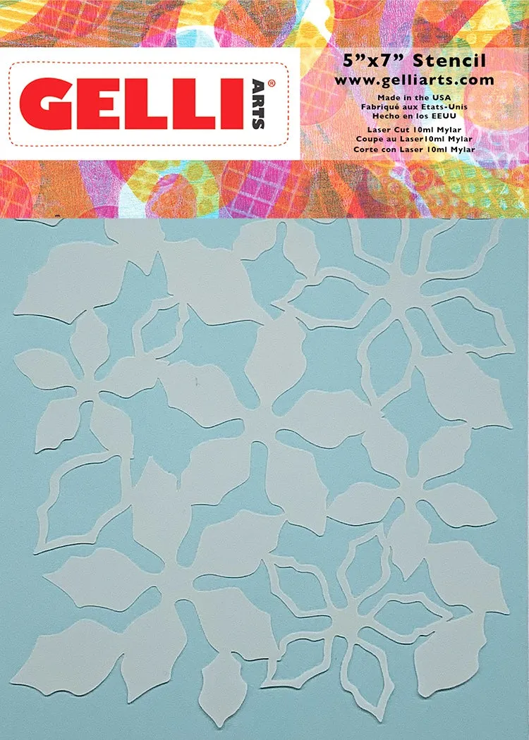 Gelli Arts Poinsettia stencil 13x18 cm mylar stella di Natale