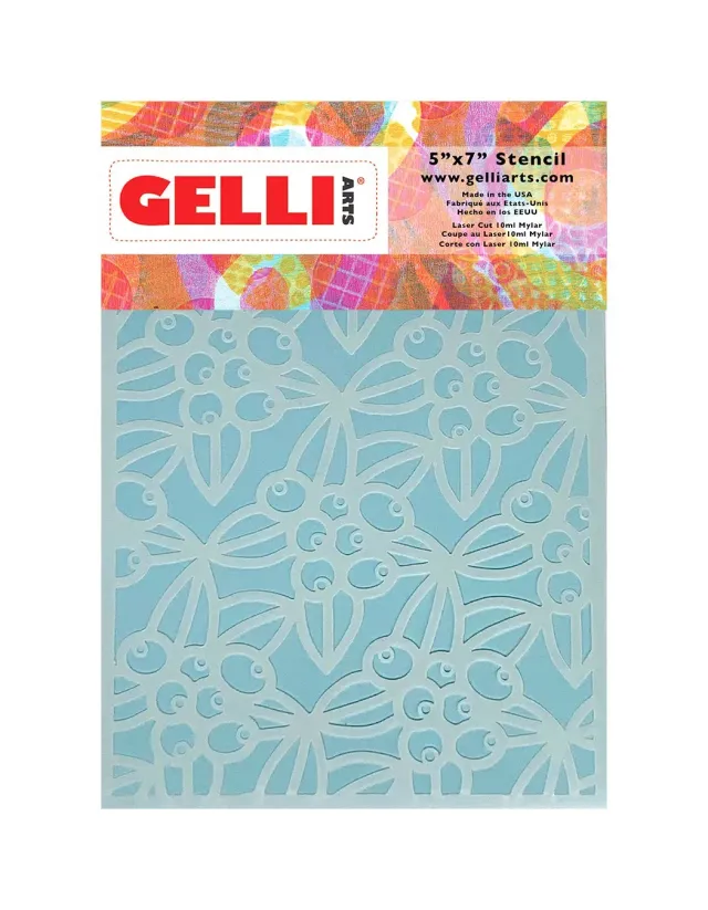 Gelli Arts Gaultheria 5x7 stencil bacche invernali