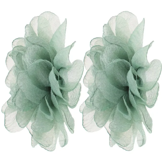 Angoily Fermagli Scarpe Fiore Verde Donna 2 Pezzi Stoffa