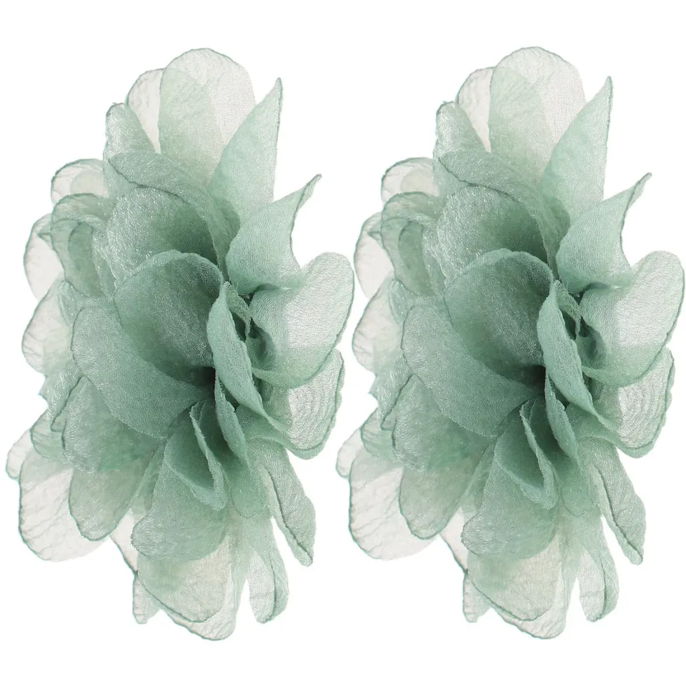 Angoily Fermagli Scarpe Fiore Verde Donna 2 Pezzi Stoffa