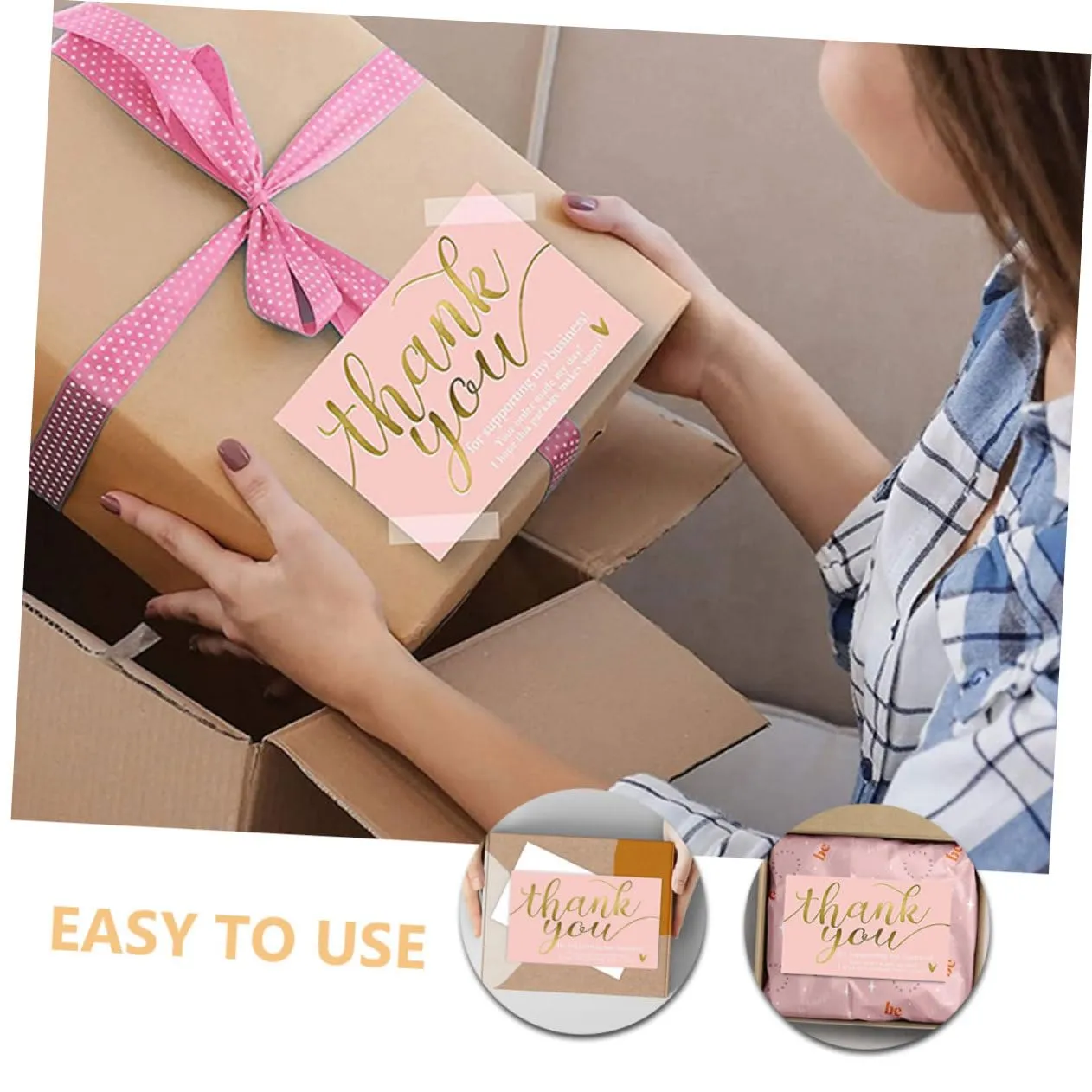 Angoily Biglietti Ringraziamento Rosa 50 Pezzi Carta Patinata