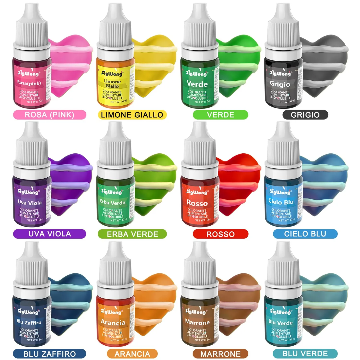 Sigwong Coloranti Alimentari Cioccolato 12x6ml liposolubili
