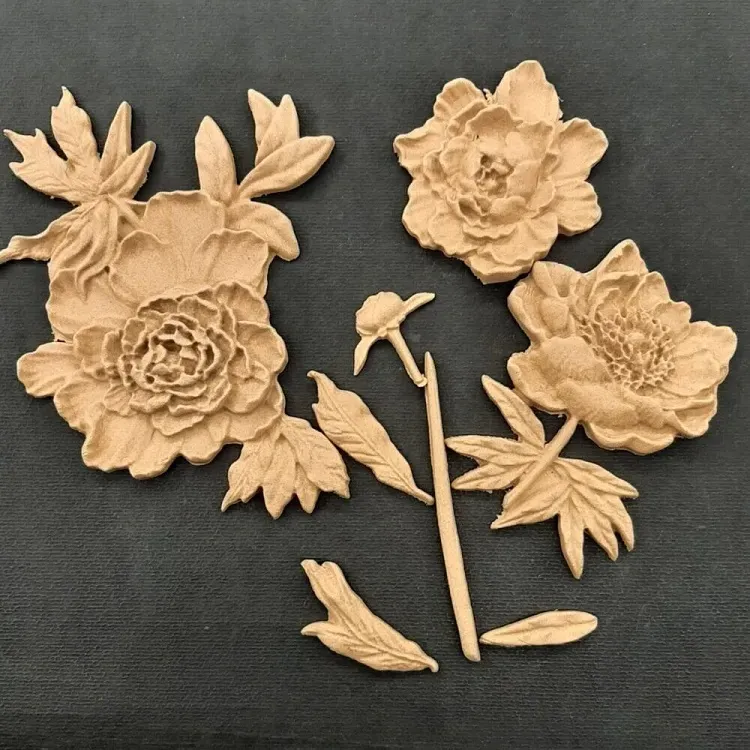 Deco Foam 3466 decorazione legno fiori 12x9 cm