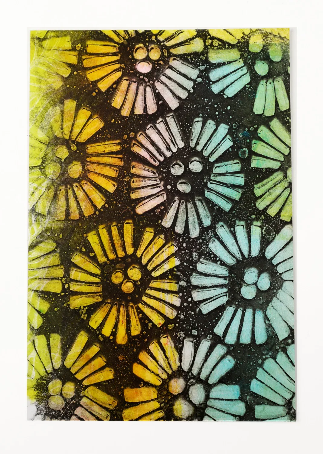 Gelli Arts stencil fiori astratti 5"x7" Marsha Valk