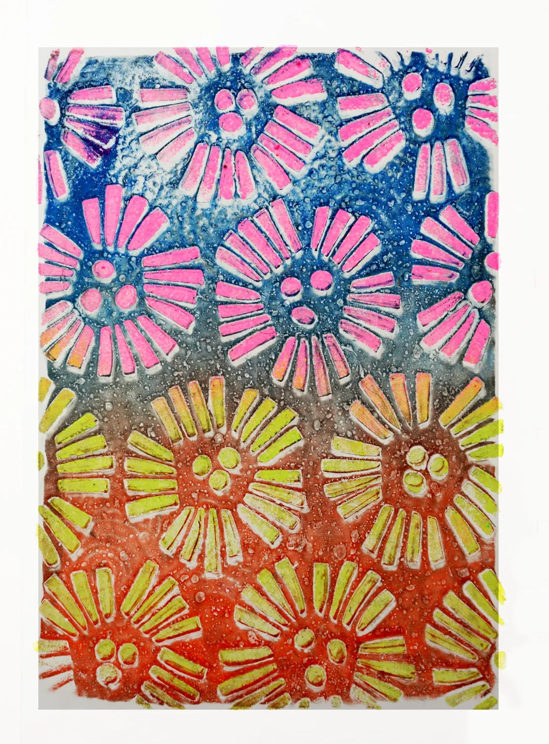 Gelli Arts stencil fiori astratti 5"x7" Marsha Valk