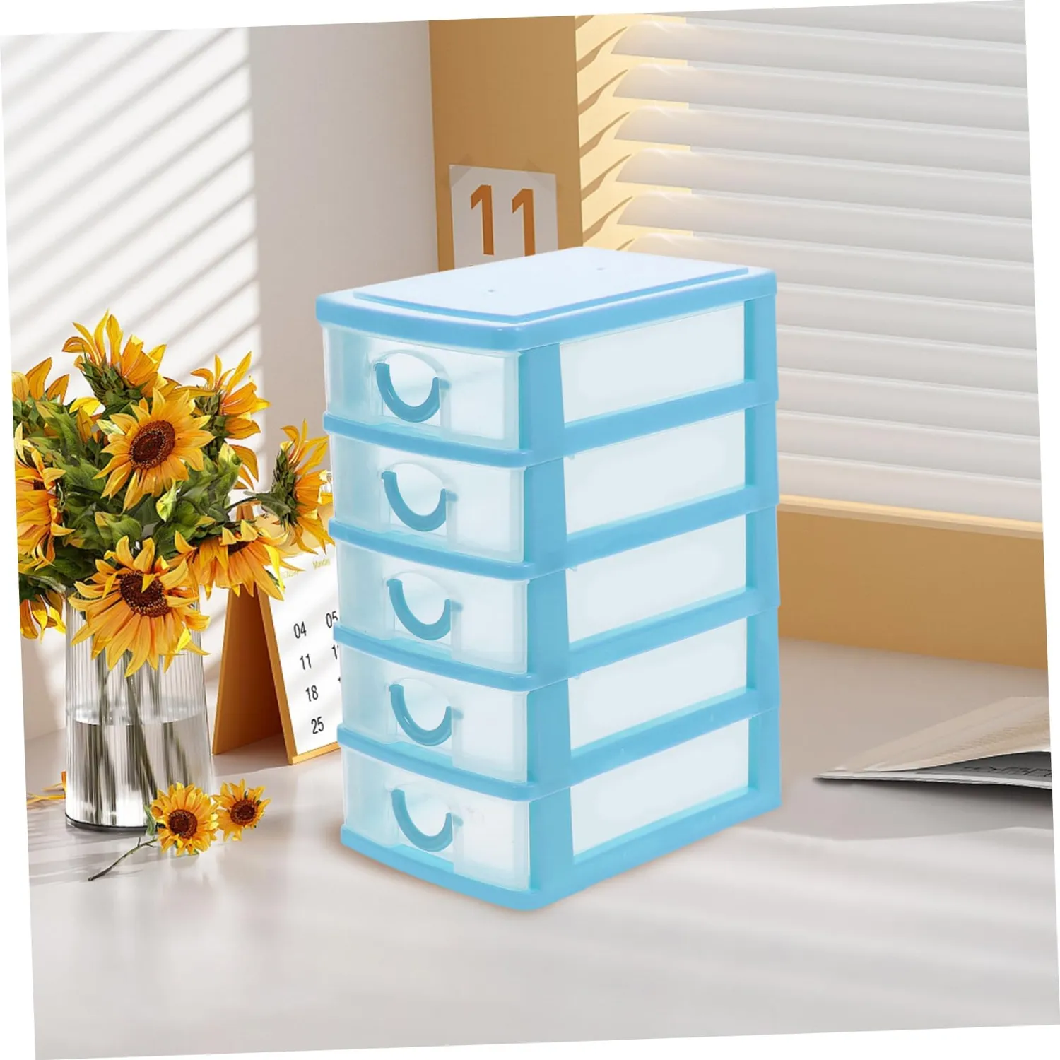 Angoily Minicassettiera 5 Cassetti Plastica Trasparente