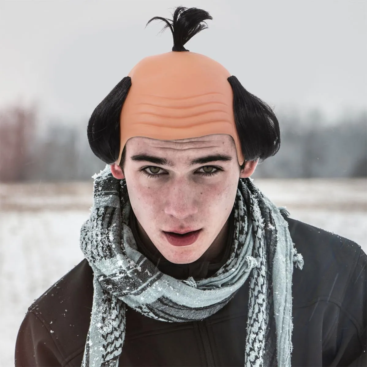 Angoily parrucca samurai calvo uomo 2 pezzi carnevale