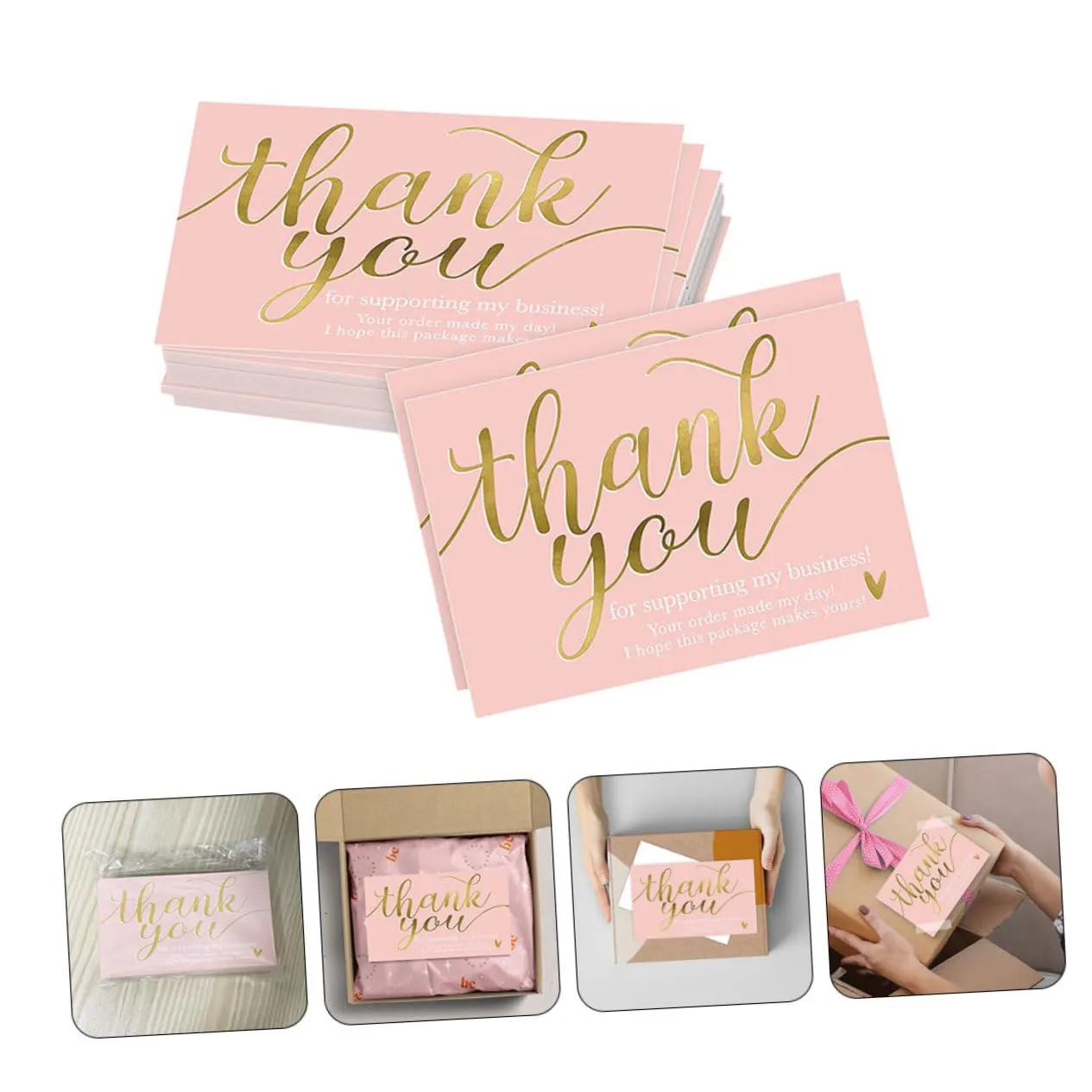 Angoily Biglietti Ringraziamento Rosa 50 Pezzi Carta Patinata
