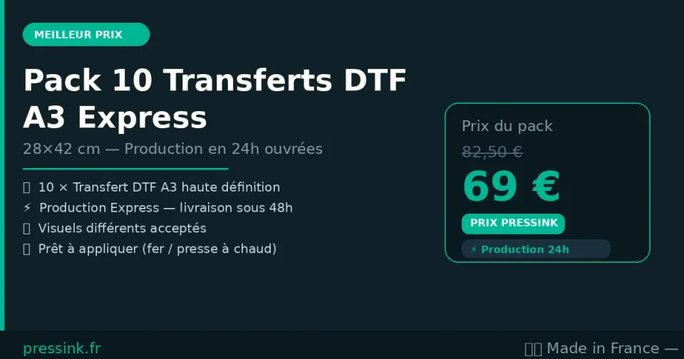 Pressink A3 transfer DTF express pack 10 pezzi