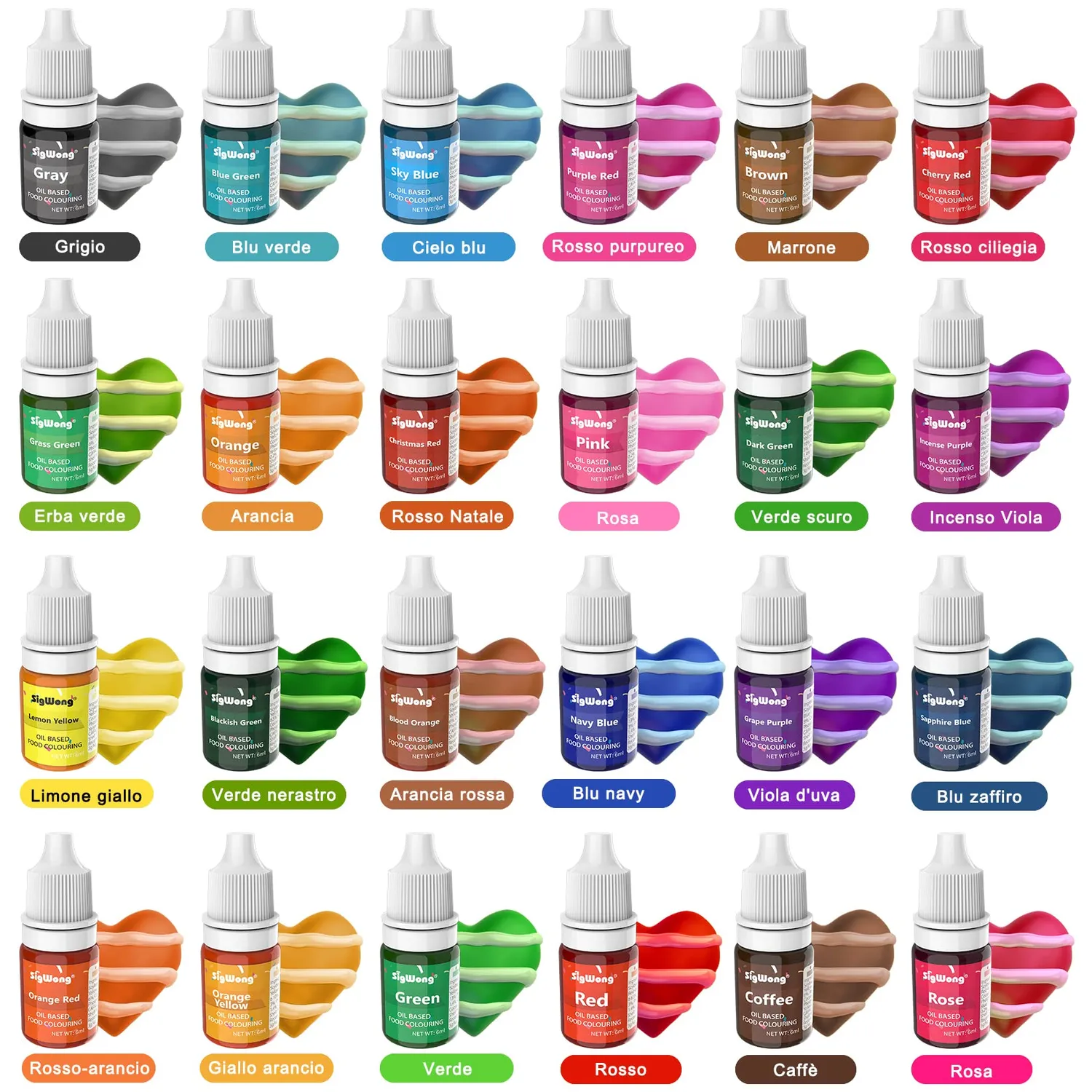 Sigwong Coloranti Alimentari Cioccolato 24pz Liposolubili Olio