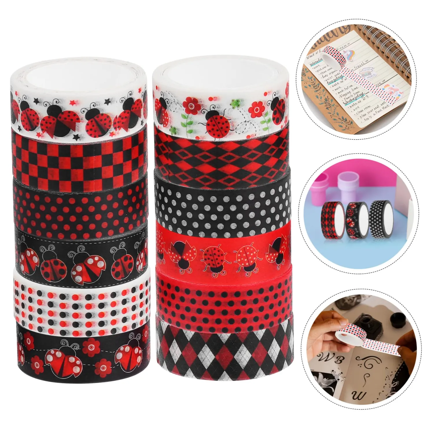 Angoily Nastro Washi Coccinella Decorativo Senza Residui
