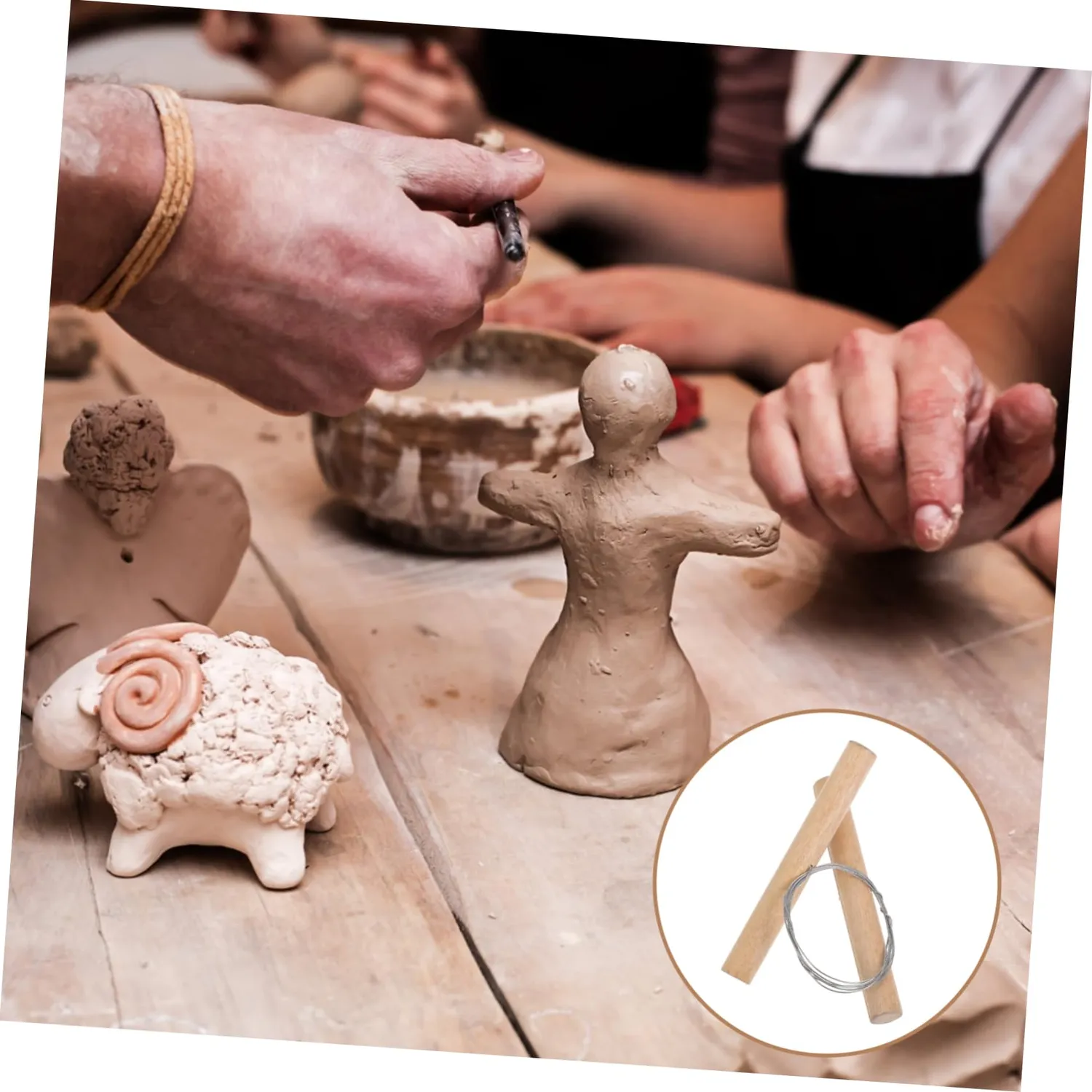 Angoily taglia argilla filo ceramica manico legno