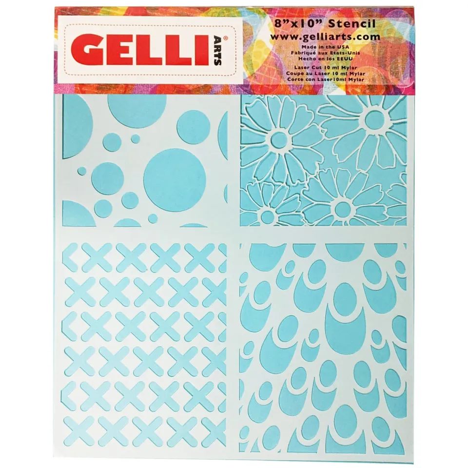 Gelli Arts Multi-Design stencil gel printing 4 fantasie
