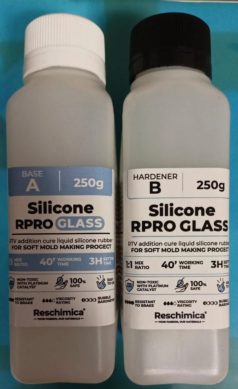 Reschimica R Pro Glass gomma siliconica traslucida 1 kg 12 Shore